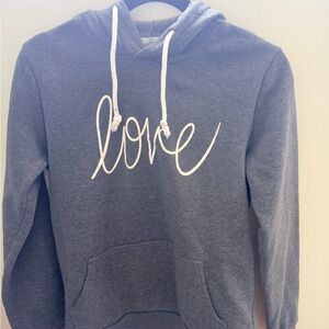 Women's Gray 'Love' Hooded Pullover Sweatshirt
